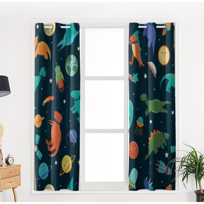 Dier Dinosaurus Ruimte Planeet Raamgordijnen voor Woonkamer Kinder Slaapkamer Raambekleding Jaloezieën Keukengordijnen 135W x 60H(cm)