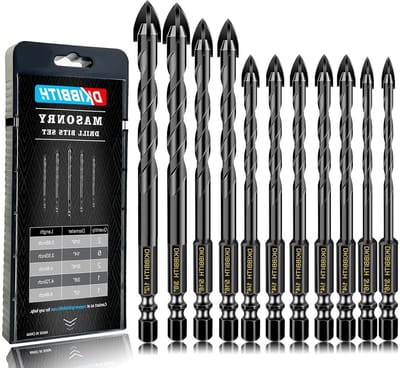 Metselwerk Boor Set - Beton Boren - Gaten Boren - Carbide Speerpunt - 11 Delig - Zwart