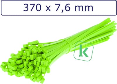 PRO-TIE® - Tyraps, kabelbinders 370 x 7,6 mm Neon Groen (Zak 100 stuks) (tiewrap/tyrap/tie-wrap/bundelbandje/colsonbandje/)