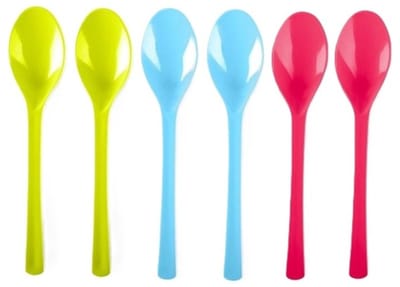 Plasticforte Lepels - kunststof - 6x - herbruikbaar plastic - 19 cm - BBQ / Verjaardag / Camping / Party