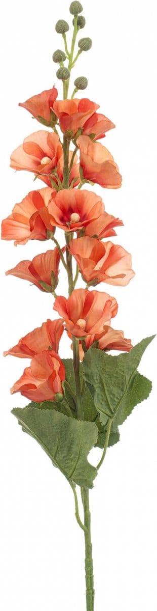 Emerald - Kunstbloem Alcea oranje 105cm - Kunstplant voor binnen