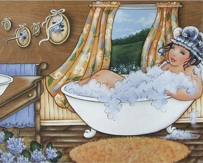 Dikke Dames in Bad - Diamond painting pakket - HQ Diamond Painting - volledig dekkend - Diamant Schilderen – voor Volwassenen – ROND - 40 x 50 CM- TOPMO