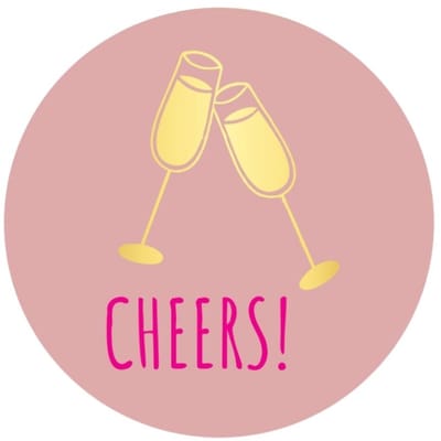 Stickers - "Cheers" - 39mm - 250 Stuks - Poeder Roze / Metallic Goud - Serie (Goldy Stickers) - Sluitsticker - Etiketten - Stickers Bullet Journal - Volwassenen / Kinderen - Cadeaus - Decoratie