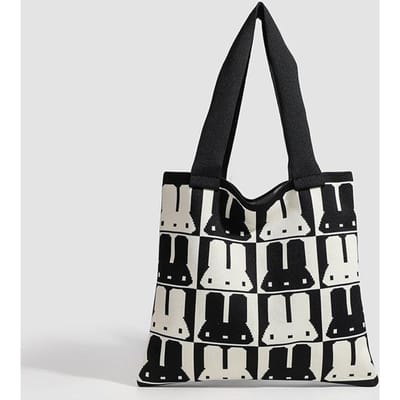 Konijn Tote Tas voor Dames in Herfst en Winter Eenvoudige en Modieuze Handtas Veelzijdige Commuter Eénschouder Onderarmtas black