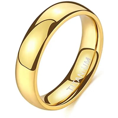 2mm 4mm 6mm Titanium Ring Heren Dames 14K Verguld Koepel Hooggepolijst Trouwring Unisex Comfort Fit Maat 3-13.5 6 beige
