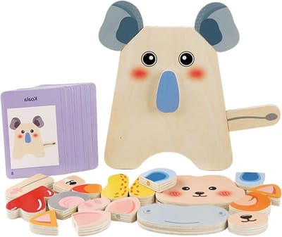 Houten Puzzels - Dieren Blokken - Kind Leren - Zintuiglijke Activiteit - 20 x 22 cm - Multicolor