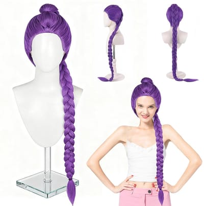 Anime Cosplay Pruiken - Paarse Gevlochten Pruiken - Unisex Anime Kostuum Pruiken - Paarse Synthetische Gevlochten Pruiken - Cosplay Pruiken - Geschikt voor Anime Conventies, Toneelvoorstellingen en Themafeesten