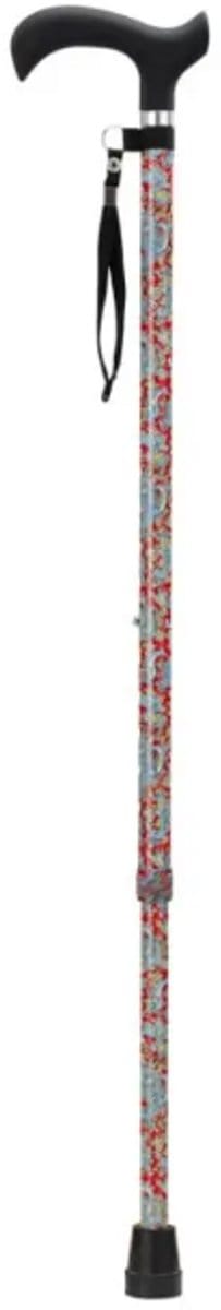 Wandelstok Rood Pailsey met ergonomisch comfort handvat en polsbandje - Loopstok - Verstelbaar 76 - 98,5 cm - Lichtgewicht