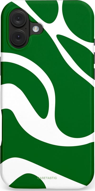 Casetastic hoesje geschikt voor Apple iPhone 16 Plus - MagSafe - Dubbellaagse bescherming - Groene Golven - Fashion Case - Groen Wit