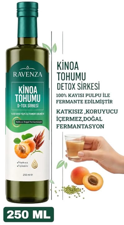 Ravenza Gefermenteerde Quinoa (Kinoa Tohumu) Azijn 250 ml – Drinkazijn met Abrikozenpulp – Natuurlijk Gefermenteerd