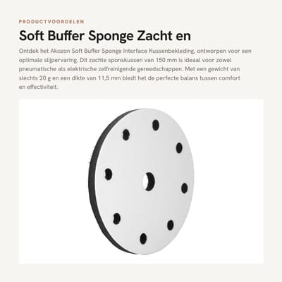 Dailygoods - Soft Buffer Sponge - Zacht en comfortabel slijpkussen - 150 mm - Perfect voor slijpen - 9 gaten - Geschikt voor pneumatische en el...