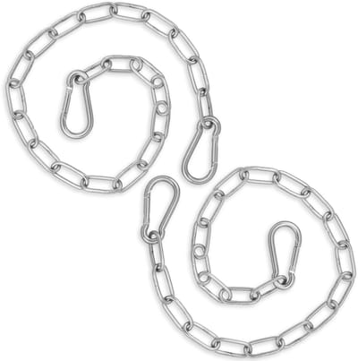 Dailygoods- Roestvrijstalen Ketting 2 Stuks - 50 cm Ketting - Karabijnhaak - 3 mm Schakels - Duurzaam - Weerbestendig - Schakelketting
