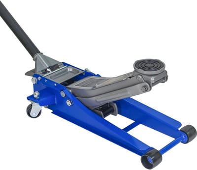 OKWISH Garagekrik – Dubbele Pomp – 3 Ton – Aluminium En Staal – Blauw En Zilver – Verrijdbaar Voor Auto Onderhoud