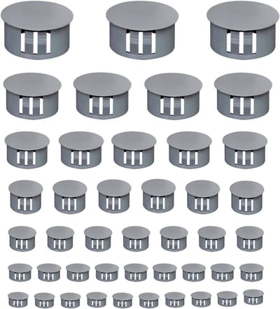 Complete Set van 170 Stuks Grijze Schroefafdekkingen - 7 Maten voor Keukenmeubels, Doe-Het-Zelf Projecten en Plastic Bevestigingskappen