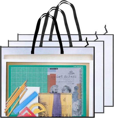 Transparante A2 verzamelmap: robuuste tekenmap met handvat en ritssluiting voor documentenorganisatie en controle (63,5 cm x 48,26 cm)
