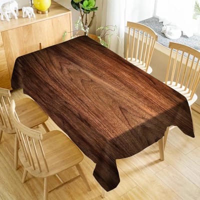 Nappe élégante grain de bois foncé - Housse rectangulaire pour tables de salle à manger et tables basses - Parfaite pour les fêtes dans le salon et la décoration intérieure 145x145cm