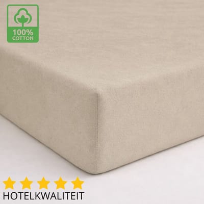 Sleeps Dubbel Jersey Hoeslaken Katoen Zand - 180 x 200 cm - Heerlijk Zacht - Strijkvrij - Stretch - Dubbel Dikke Kwaliteit