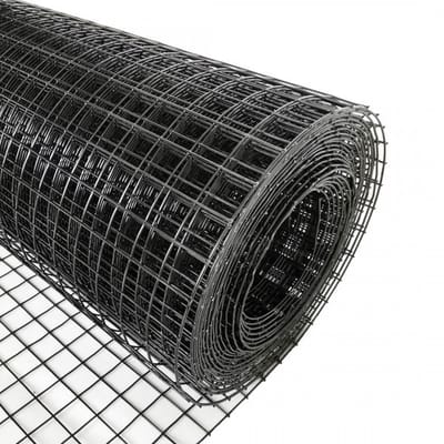 Volieregaas 19x19mm 1,00mm 100cm x 25m Zwart gecoat RVS.