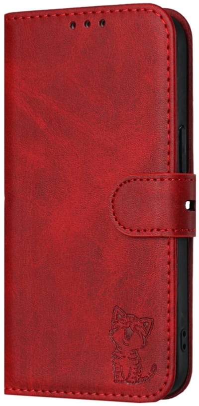 Luxe BookCover Hoes Etui voor Samsung Galaxy A16 - A26 - Rood - Kat - Reliëf