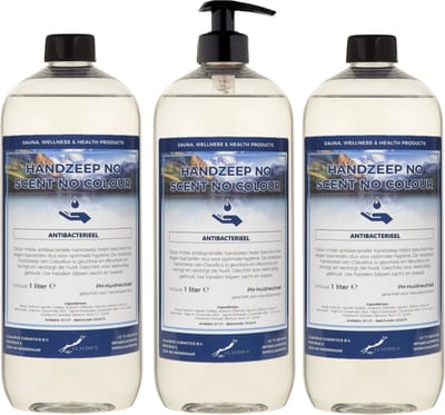 Handzeep No Scent, No Colour 1 liter - met gratis pomp - set van 3 stuks