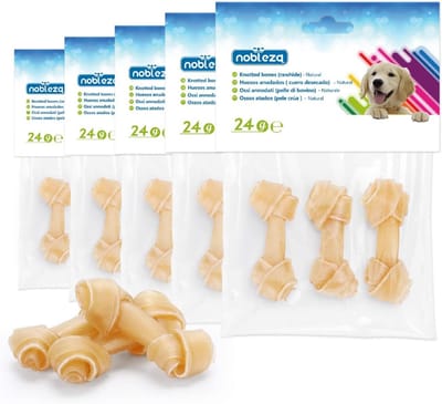 100% Natuurlijke Geknoopte Kauwbotten van Runderhuid voor Puppy's en Kleine Honden (18 stuks)