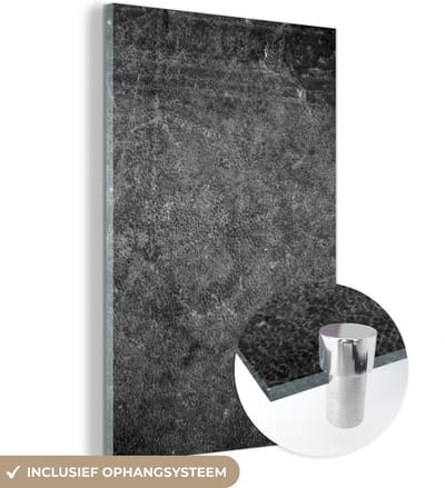 MuchoWow® Glasschilderij 120x180 cm - Schilderij acrylglas - Leer - Structuur - Industrieel - Grijs - Foto op glas - Schilderijen