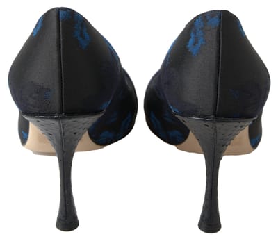 Dolce & Gabbana Blauwe Bloemige Ayers Kristallen Pumpschoenen