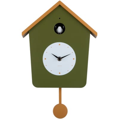 Karlsson - Wandklok Cuckoo Light - Army green & ochre yellow