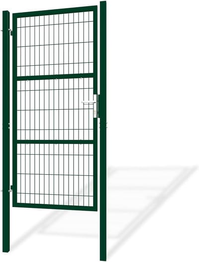 Metalen Enkele Tuindeur 100x200 cm Rechte Vulling Mosgroen - RVS Beslag