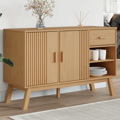 vidaXL - Dressoir - OLDEN - 114x43x73,5 - cm - massief - grenenhout - bruin