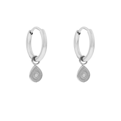 Oorbellen klein met hanger druppel figuurtje - Zilver - Stainless steel (verkleurt niet) - Kliksluiting