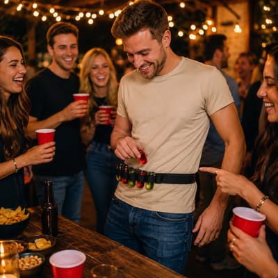 Shotjesriem - 8 Shotglazen - Verstelbaar 120 cm - Feest Gadget