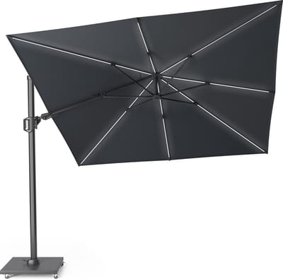 Platinum Sun & Shade – Zweefparasol - Challenger T² Glow - 300x300cm - Antraciet – Dubbel Kantelbaar – 360° Draaibaar – 96% UV protectie
