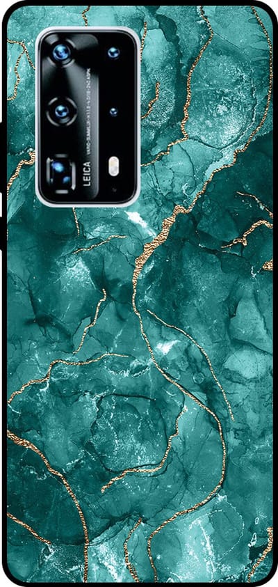 Smartphonica Telefoonhoesje Geschikt voor Huawei P40 Pro Plus met marmer opdruk - TPU backcover case marble design - Goud Groen geschikt voor Huawei P40 Pro Plus