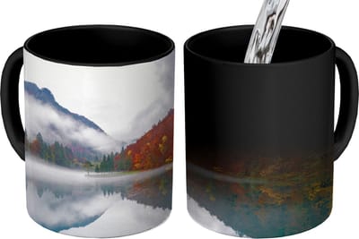 Magische Mok - Foto op Warmte Mokken - Koffiemok - Herfst - Mist - Water - Landschap - Magic Mok - Beker - 350 ML - Theemok