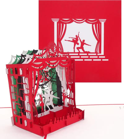 Pop-upkaart Zwanenmeer - Balletkaart 3D - Verjaardag Vieren - Handgemaakte Vouwkaart - 15 x 15 cm - Rood