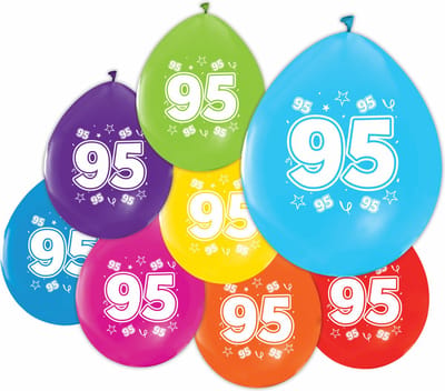 16 Ballonnen 12″ 2 Zijdig bedrukt 95 jaar - Versiering Slinger Feestdecoratie Decoratie Verjaardag Jubileum Ballon Feest