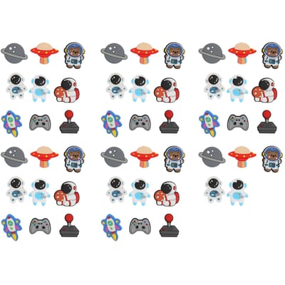 50 stuks Ruimte Planeet Patroon Schoen PVC Waterdichte Bedel Cartoon Astronaut Ruimteschip Schoen Decoratie gray