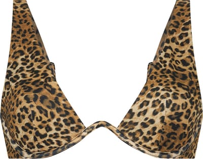 Hunkemöller Dames Badmode Niet-voorgevormde beugel bikinitop Leopard - Bruin - maat C75