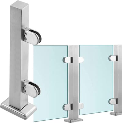 Glazen Balustrade Paal - Terrashek Paal Glasklem Paal - Balkon Afschermen - Roestvrij Staal 304 - 85 cm - Zilver