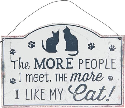 Clayre & Eef Tekstbord 27*19 cm Zwart Metaal Rechthoek More People Cat Wandbord Quote Bord Spreuk