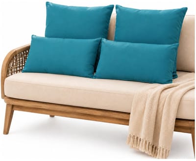 Anna Collection Bank/tuin kussens set - binnen/buiten - 4x stuks -petrol blauw - In 2 formaten laag/hoog