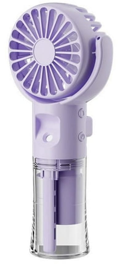 Mini draagbare vernevelingsventilator, 4 windsnelheden, krachtige handventilator, USB-oplaadbaar, kleine stille vernevelingsventilator, geschikt voor thuis, school, kantoor, buitenreizen, enz. - Paars