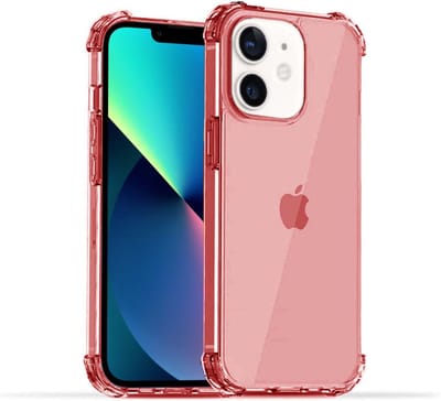 Smartphonica iPhone 12 Mini transparant siliconen hoesje - Rood geschikt voor iPhone 12 Mini