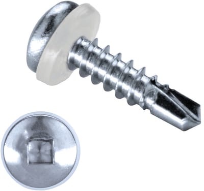 GOEBEL® - 500 x Bolkop boorschroeven (Ø x L) 4,2 x 16 mm RVS V2A / A2 (AISI 304/02) met PA (Polyamide) Ring DIN7504 SQ - Schroeven - 7280142160