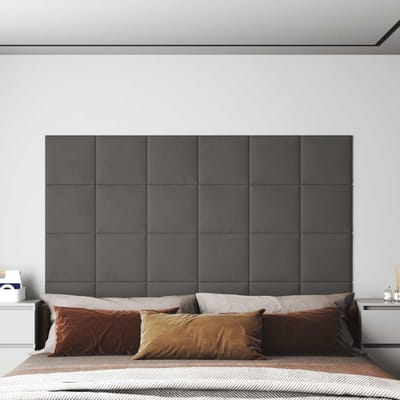 vidaXL - Wand - Hoofdbord - 12 - st - Donkergrijs - Fluweel