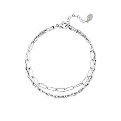 Dubbele schakel armband - Dames - Roestvrijstaal - Zilverkleurig