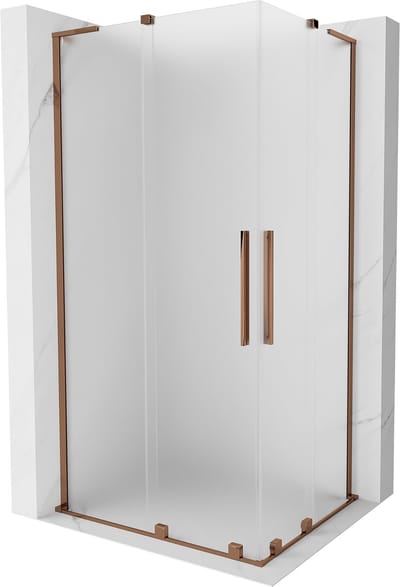 Mexen Velar L Duo schuifdouchecabine 90 x 80 , matglas, roze goud - 871-090-080-02-33-60