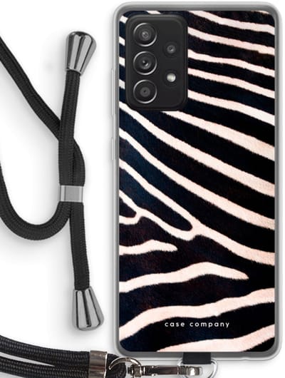 Hoesje met koord geschikt voor Samsung Galaxy A52s 5G hoesje met Koord - Zebra - Telefoonhoesje met Zwart Koord - Bescherming aan alle Kanten en Over de Schermrand
