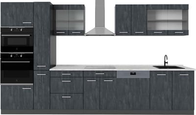 Vicco R-Line Keuken – 350 cm, WB Marmer Zwart beton/antraciet